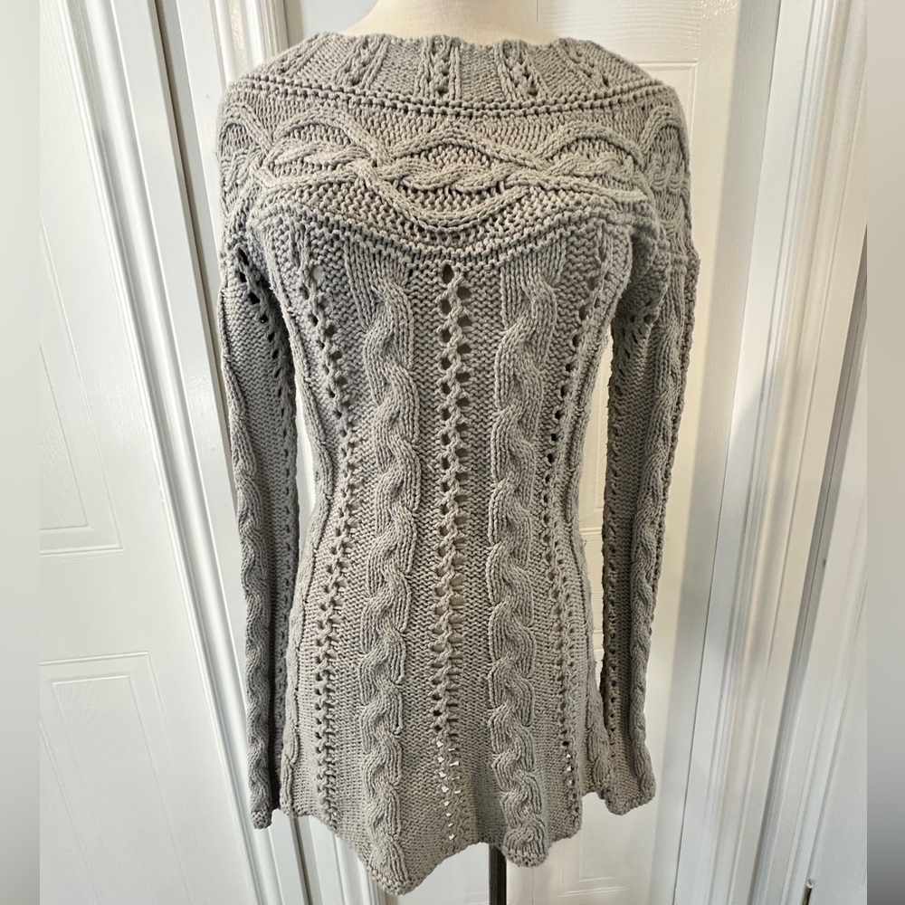 Guess Light Gray Cable Knit Sweater